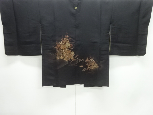 漆花車模様織出し一ツ紋絵羽織